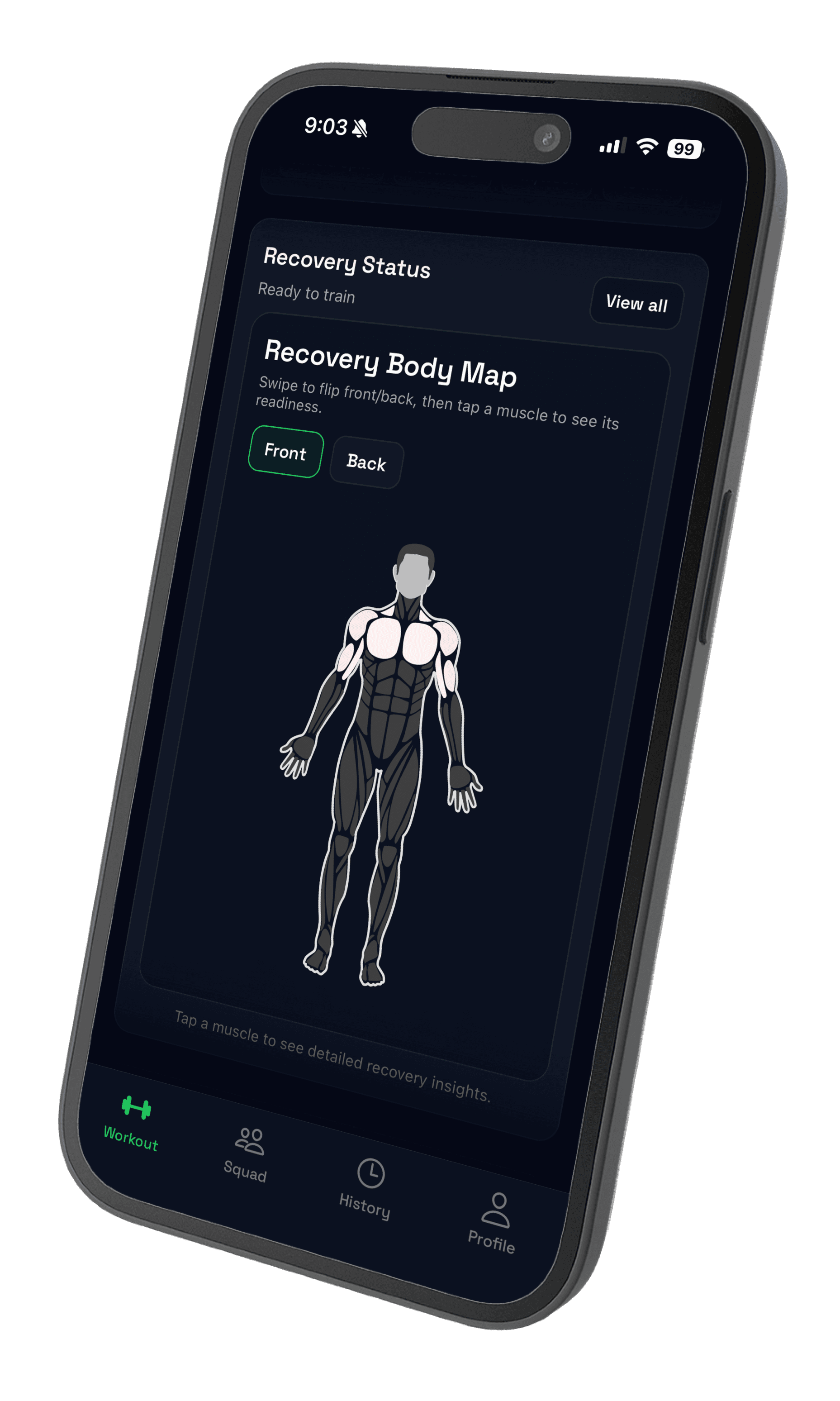 Workout fatigue trend view used to decide when to push or deload